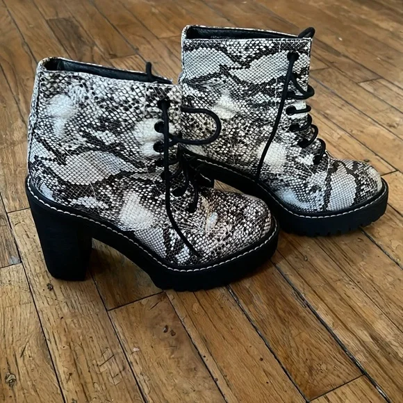 Madden girl snake skin booties. Worn but like new. - Picture 2 of 4